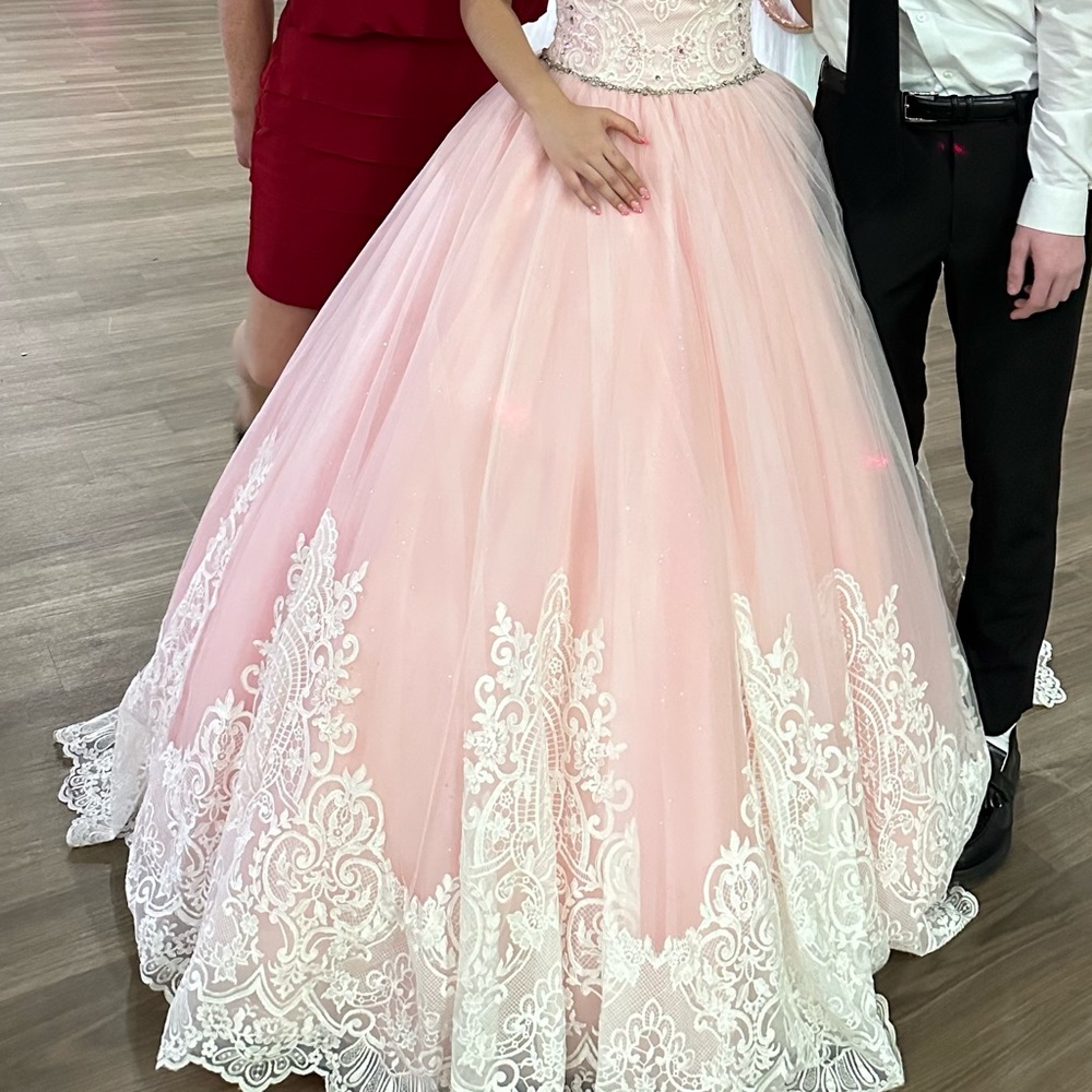 COPY - Pink and ivory Quinceañera dress.